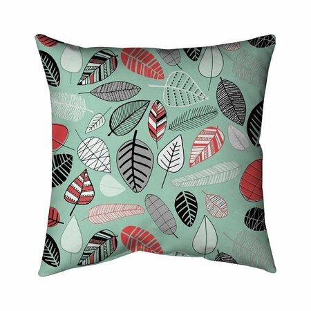 FONDO 20 x 20 in. Turquoise Leaf Patterns-Double Sided Print Indoor Pillow FO2775148